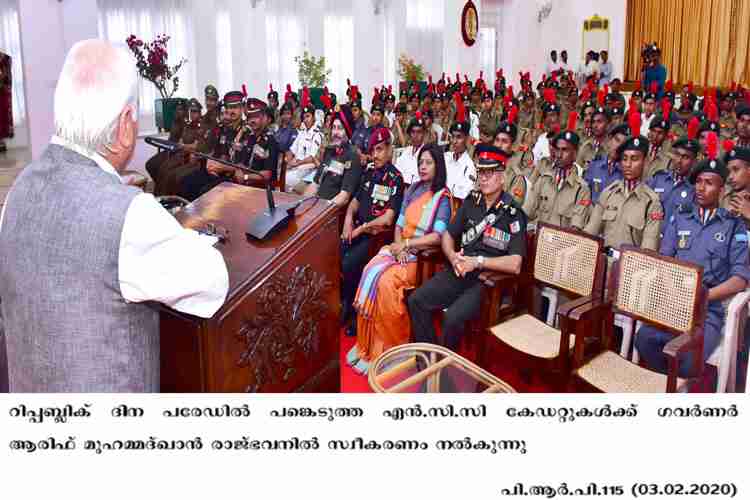 Governor meets NCC cadets at Raj bhavan