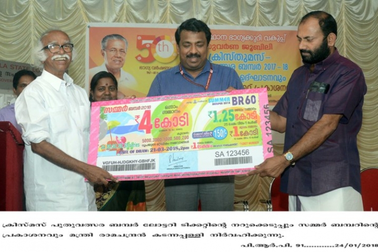 Minister Ramachandran Kadannappally inaugurating Christmes Newyear bumper lottery