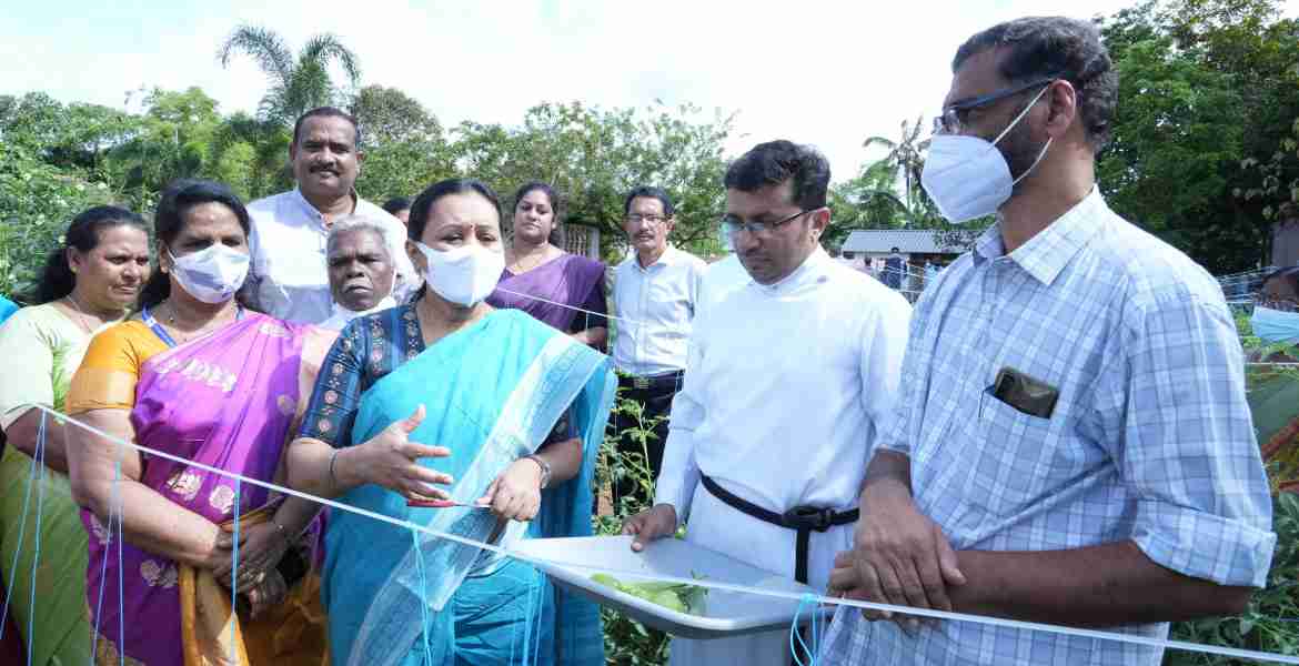 ഇരവിപേരൂര്‍ ഓതറ സിഎസ്ഐ ഇക്കോസ്പിരിച്വാലിറ്റി സെന്ററില്‍ ഒരു ഏക്കര്‍ സ്ഥലത്ത് നടത്തിയ ഓപ്പണ്‍ പ്രിസിഷന്‍ ഫാമിംഗിന്റെ വിളവെടുപ്പ് ഉദ്ഘാടനം ആരോഗ്യമന്ത്രി വീണാ ജോര്‍ജ് നിര്‍വഹിക്കുന്നു