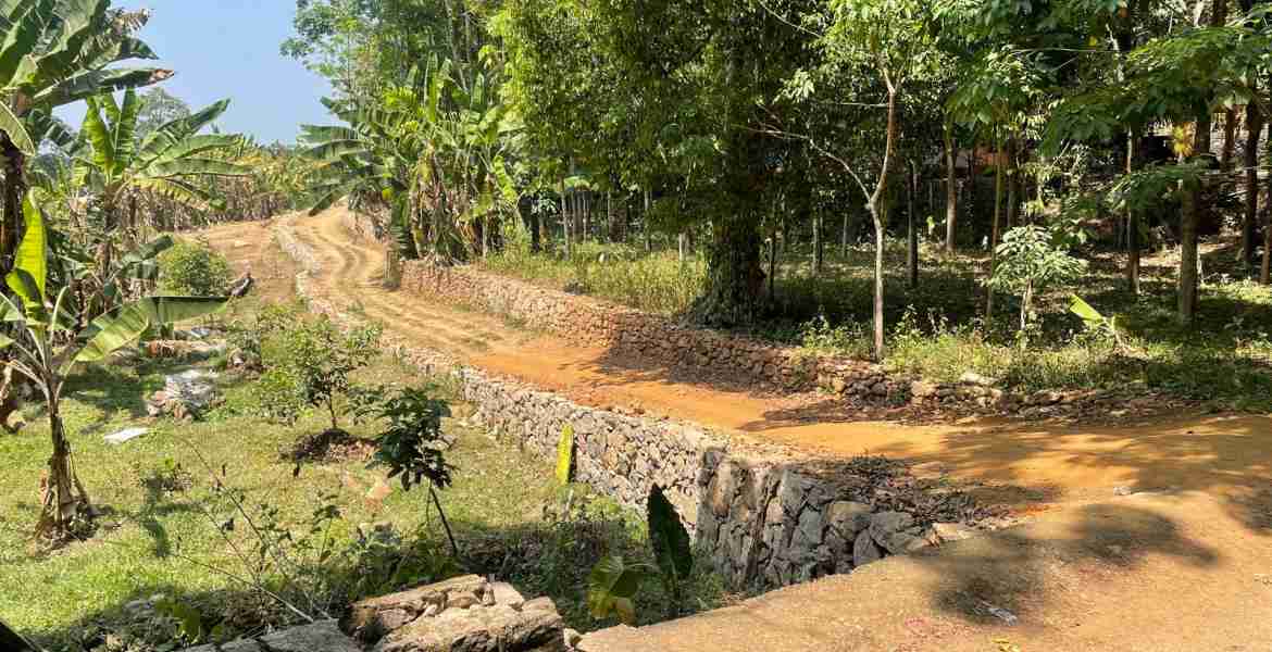 നടപ്പാതയൊരുങ്ങുന്ന മുള്ളാനിക്കാട് വാര്‍ഡിലെ ഒലിപ്പാറ പാറയ്ക്കടിവശം റോഡ്