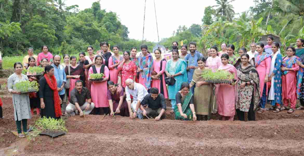 ഓണക്കനി നിറപൊലിമയുടെ ജില്ലാതല നടീൽ ഉദ്ഘാടനം കണ്ണൂർ ജില്ലാ പഞ്ചായത്ത്‌ പ്രസിഡന്റ്‌ അഡ്വ.കെ കെ രത്നകുമാരി പച്ചക്കറി നട്ടുകൊണ്ട് നിർവഹിക്കുന്നു