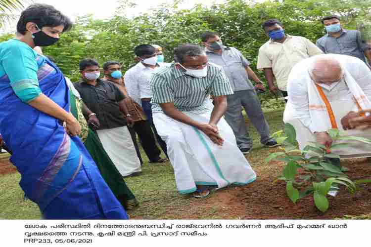 Governor Arif Mohammed Khan plants tree saplings as part of environment day celebrations