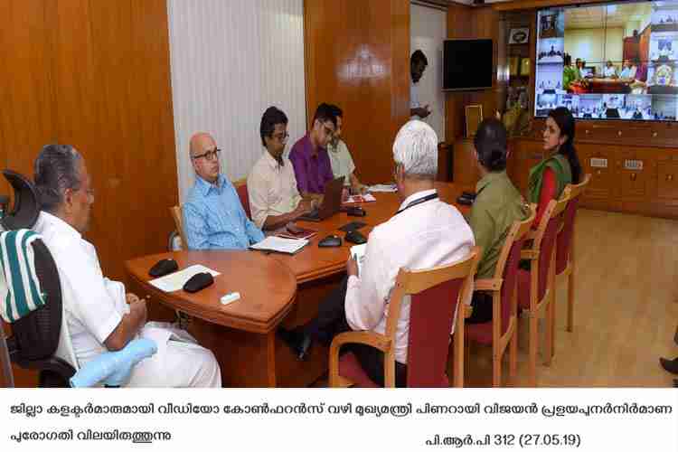 Chief Minister Pinarayi Vijayan reviewing the Rebuild Kerala projects